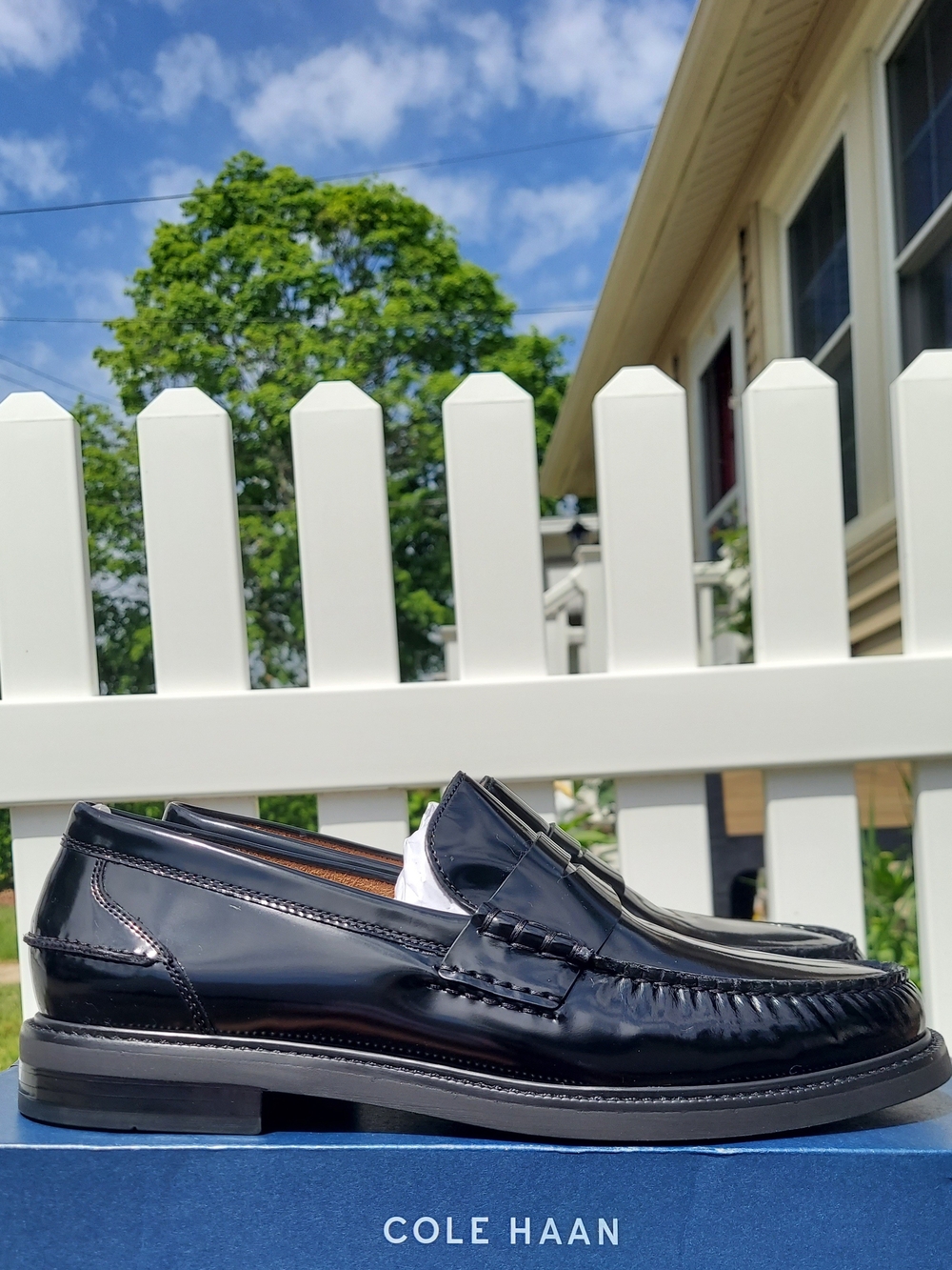 Cole Haan Pinch Prep Black Leather Penny Loafers Mens Size 9.5M NWT Formal Groom